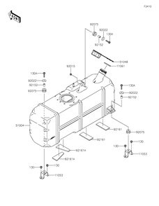 Fuel Tank Diagram and Parts List for KAF620SMFNN 2021 Kawasaki Lawn Tractor Accessories
