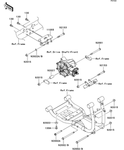 Engine Mount Diagram and Parts List for KAF950GDF 2013 Kawasaki Lawn Tractor Accessories