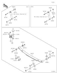 Rear Suspension Diagram and Parts List for KAF620MLF 2020 Kawasaki Lawn Tractor Accessories