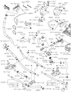 Water Pipe Diagram and Parts List for KRT1000BPFNL 2023 Kawasaki Lawn Tractor Accessories