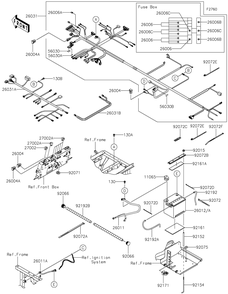 Chassis Electrical Equipment Diagram and Parts List for KAF820GLF 2020 Kawasaki Lawn Tractor Accessories