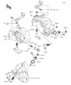 Gear Change Mechanism Diagram and Parts List for KAF620RFF 2015 Kawasaki Lawn Tractor Accessories