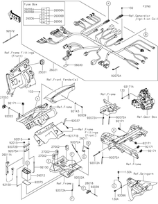 Chassis Electrical Equipment Diagram and Parts List for KAF400WLF 2020 Kawasaki Lawn Tractor Accessories