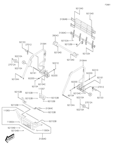 Guards/Cab Frame Diagram and Parts List for KAF700BKF 2019 Kawasaki Lawn Tractor Accessories