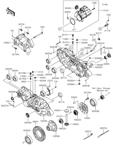 Gear Box Diagram and Parts List for KAF1000CHF 2017 Kawasaki Lawn Tractor Accessories