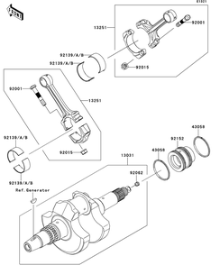 Crankshaft Diagram and Parts List for KRT750DCF 2012 Kawasaki Lawn Tractor Accessories