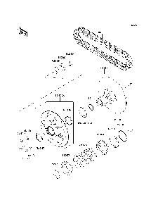 Driven Converter/Drive Belt Diagram and Parts List for KRF750TAF 2010 Kawasaki Lawn Tractor Accessories