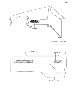 Decals Diagram and Parts List for KAF820AHF 2017 Kawasaki Lawn Tractor Accessories