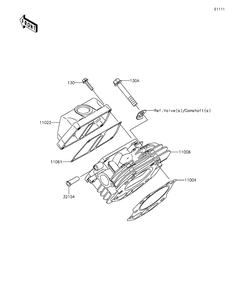 Cylinder Head Diagram and Parts List for KAF400FGF 2016 Kawasaki Lawn Tractor Accessories