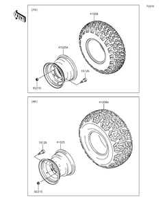 Wheels/Tires Diagram and Parts List for KAF400BGF 2016 Kawasaki Lawn Tractor Accessories