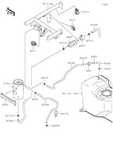 Fuel Evaporative System Diagram and Parts List for KAF400WMFNN 2021 Kawasaki Lawn Tractor Accessories