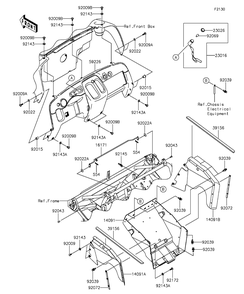 Frame Fittings Diagram and Parts List for KAF400FGF 2016 Kawasaki Lawn Tractor Accessories