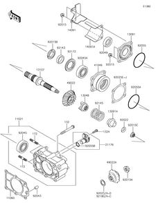 Bevel Gear Case Diagram and Parts List for KAF620RHF 2017 Kawasaki Lawn Tractor Accessories