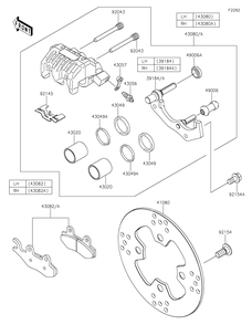 Part Location Diagram of 39184-0045 Kawasaki Bracket-Assembly, Lh