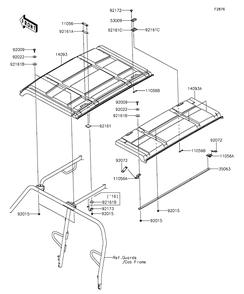 Sun Top Diagram and Parts List for KAF820CFF 2015 Kawasaki Lawn Tractor Accessories