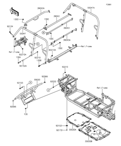 Guards/Cab Frame Diagram and Parts List for KAF820BGF 2016 Kawasaki Lawn Tractor Accessories