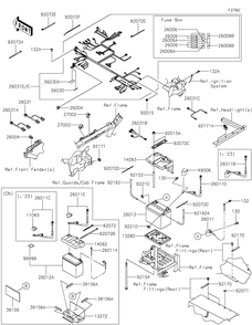 Chassis Electrical Equipment Diagram and Parts List for KRF800JNFNL 2022 Kawasaki Lawn Tractor Accessories