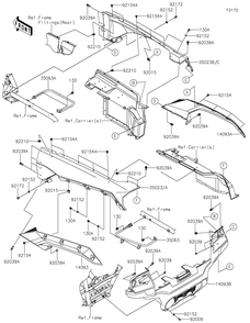 Rear Fender Diagram and Parts List for KRF1000AMFNL 2021 Kawasaki Lawn Tractor Accessories