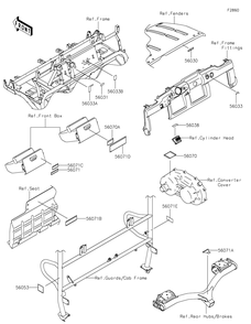 Labels Diagram and Parts List for KAF620PKF 2019 Kawasaki Lawn Tractor Accessories