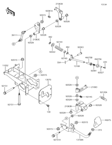 Shift Lever Diagram and Parts List for KAF620PGF 2016 Kawasaki Lawn Tractor Accessories