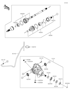 Drive Shaft-Front Diagram and Parts List for KAF820ENFNN 2022 Kawasaki Lawn Tractor Accessories