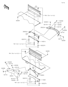 Rear Fender Diagram and Parts List for KAF620WMFNN 2021 Kawasaki Lawn Tractor Accessories