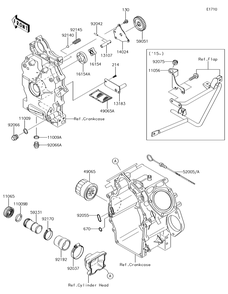 Oil Pump/Oil Filter Diagram and Parts List for KAF620SGF 2016 Kawasaki Lawn Tractor Accessories