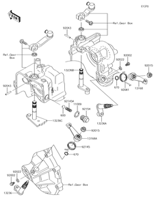 Gear Change Mechanism Diagram and Parts List for KAF620MHF 2017 Kawasaki Lawn Tractor Accessories