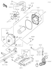 Air Cleaner Diagram and Parts List for KAF820AMFNL 2021 Kawasaki Lawn Tractor Accessories