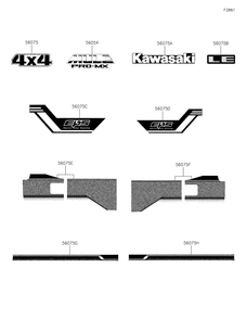 Decals(Ckf) Diagram and Parts List for KAF700CKF 2019 Kawasaki Lawn Tractor Accessories