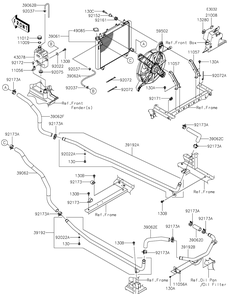 Radiator Diagram and Parts List for KAF1000AMFNN 2021 Kawasaki Lawn Tractor Accessories