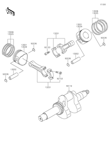 Crankshaft/Piston Diagram and Parts List for KAF620WMFNN 2021 Kawasaki Lawn Tractor Accessories