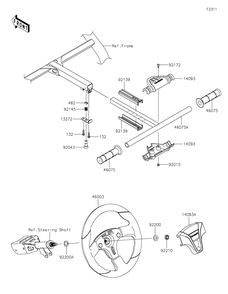 Steering Wheel Diagram and Parts List for KRF1000CPFNN 2023 Kawasaki Lawn Tractor Accessories