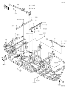 Frame Diagram and Parts List for KRT1000BPFNL 2023 Kawasaki Lawn Tractor Accessories