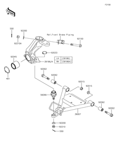 Suspension Diagram and Parts List for KAF400JKF 2019 Kawasaki Lawn Tractor Accessories