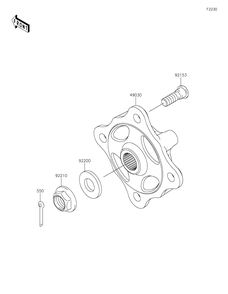 Front Hubs/Brakes Diagram and Parts List for KRF800FNFNN 2022 Kawasaki Lawn Tractor Accessories