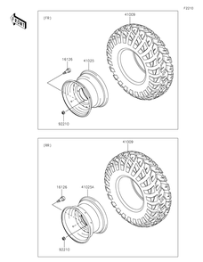 Wheels/Tires Diagram and Parts List for KAF400SKS 2019 Kawasaki Lawn Tractor Accessories