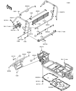 Guards/Cab Frame Diagram and Parts List for KAF1000DHF 2017 Kawasaki Lawn Tractor Accessories
