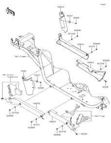 Side Covers/Chain Cover Diagram and Parts List for KAF620MHF 2017 Kawasaki Lawn Tractor Accessories