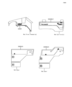 Decals(Dff) Diagram and Parts List for KAF820DFF 2015 Kawasaki Lawn Tractor Accessories