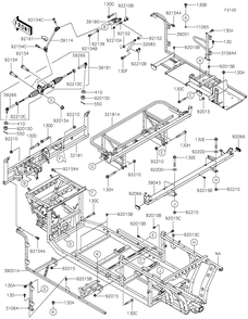 Frame Diagram and Parts List for KAF820AFF 2015 Kawasaki Lawn Tractor Accessories