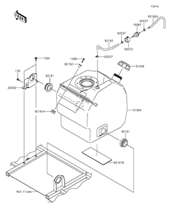 Fuel Tank Diagram and Parts List for KAF820HGF 2016 Kawasaki Lawn Tractor Accessories