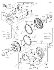 Front Hubs/Brakes Diagram and Parts List for KAF620MHF 2017 Kawasaki Lawn Tractor Accessories