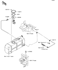 Fuel Pump Diagram and Parts List for KAF620RCF 2012 Kawasaki Lawn Tractor Accessories