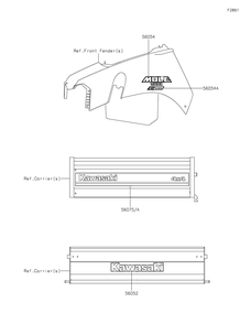 Decals Diagram and Parts List for KAF400WLF 2020 Kawasaki Lawn Tractor Accessories
