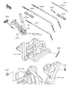 Cables Diagram and Parts List for KAF820BHF 2017 Kawasaki Lawn Tractor Accessories