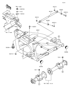 Swingarm Diagram and Parts List for KAF400BGF 2016 Kawasaki Lawn Tractor Accessories