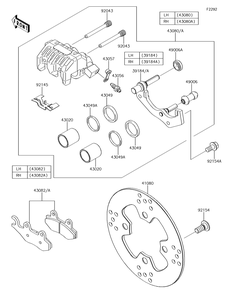 Front Brake Diagram and Parts List for KRF800GJF 2018 Kawasaki Lawn Tractor Accessories