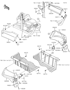 Rear Fender Diagram and Parts List for KRF800GJF 2018 Kawasaki Lawn Tractor Accessories