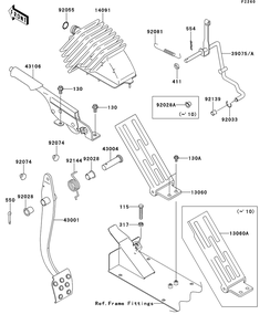 Brake Pedal/Throttle Lever Diagram and Parts List for KAF950GDF 2013 Kawasaki Lawn Tractor Accessories